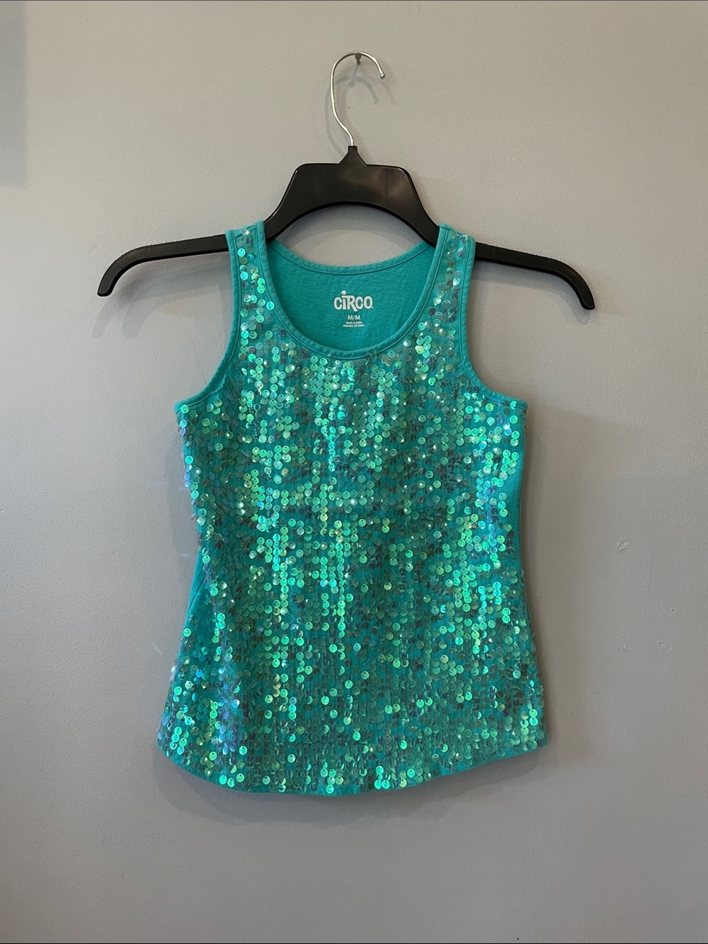 Circo Sparkling Teal Sequin Tanki girls medium